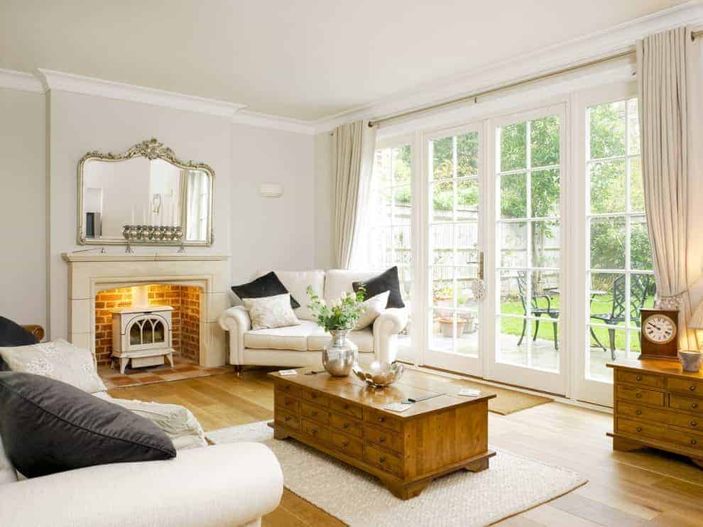 French Doors Living Room Furniture Arrangement