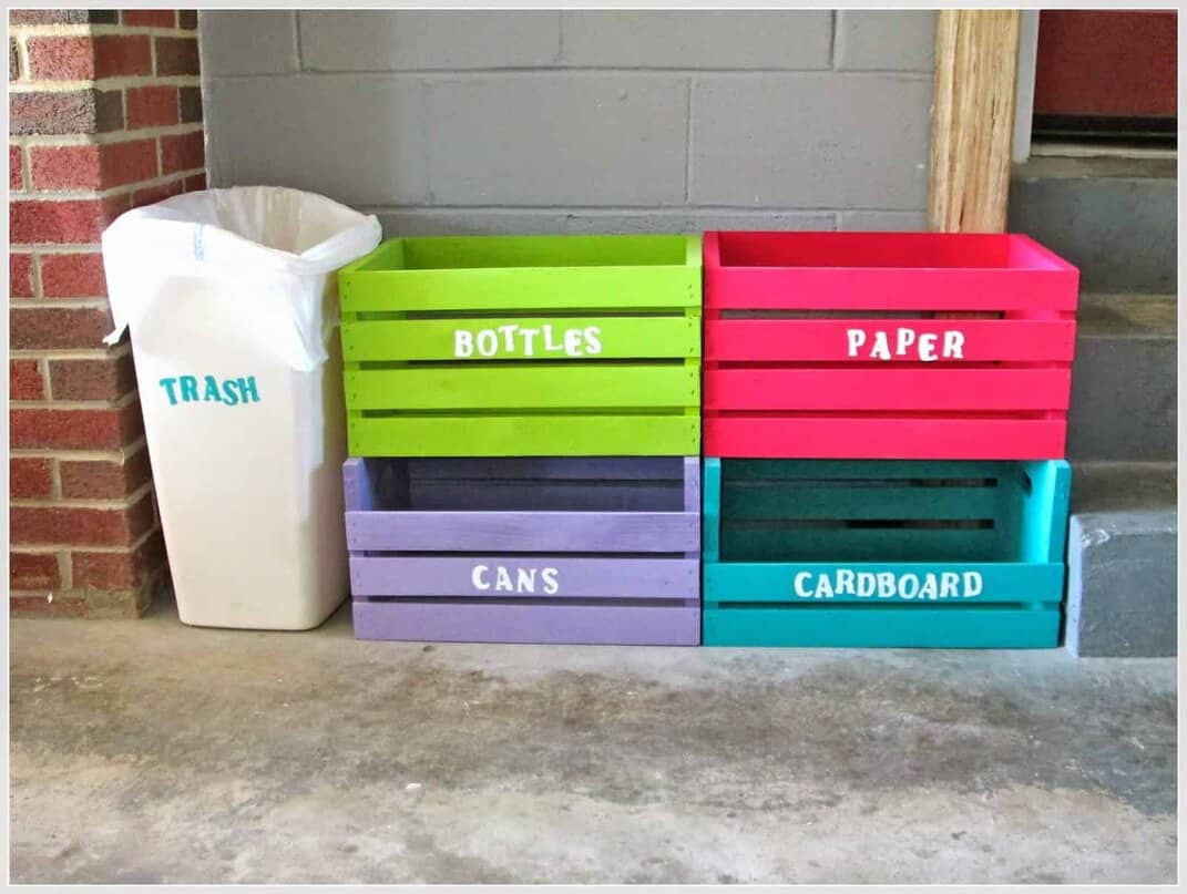 15 Great DIY Recycling Bin Ideas That Will Improve Your Recycling Habits, image size:1071x807