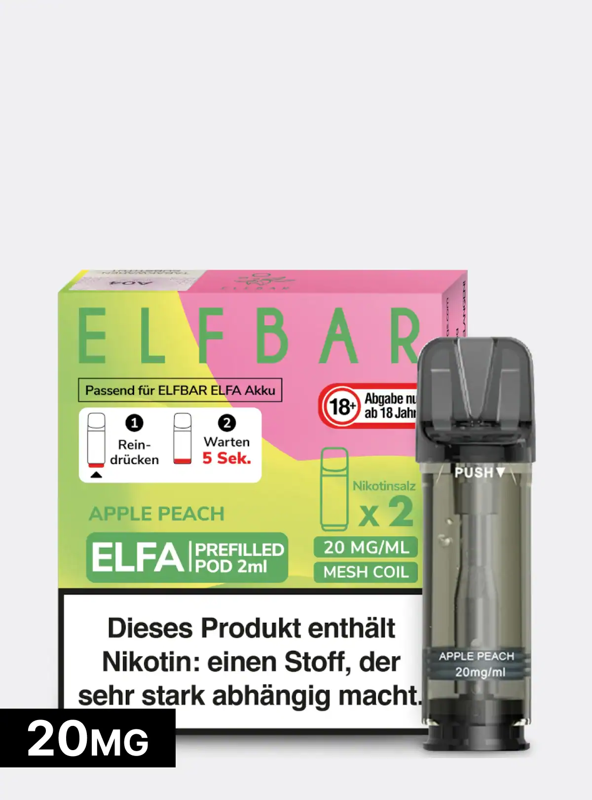 elfbar elfa master akku ELFBAR ELFA Pod Apple Peach 2x2ml, 20mg main image 0