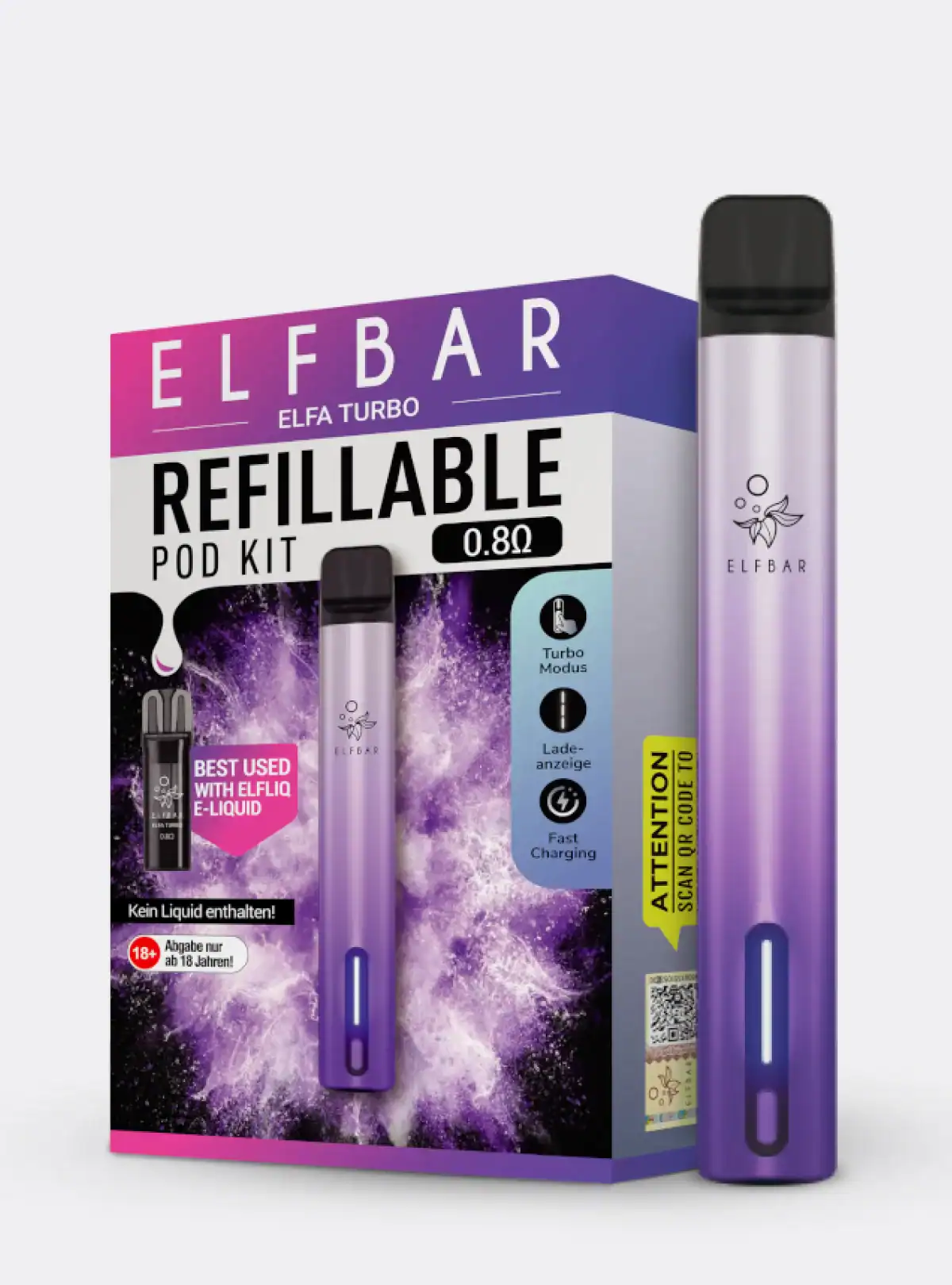 elfbar turbo kindersicherung ELFA Kit | 550 mAh Akku Elfbar master ELFBAR ELFX PRO Refillable Wattage:0-50W Geschmack:Blaues Razz-Eis