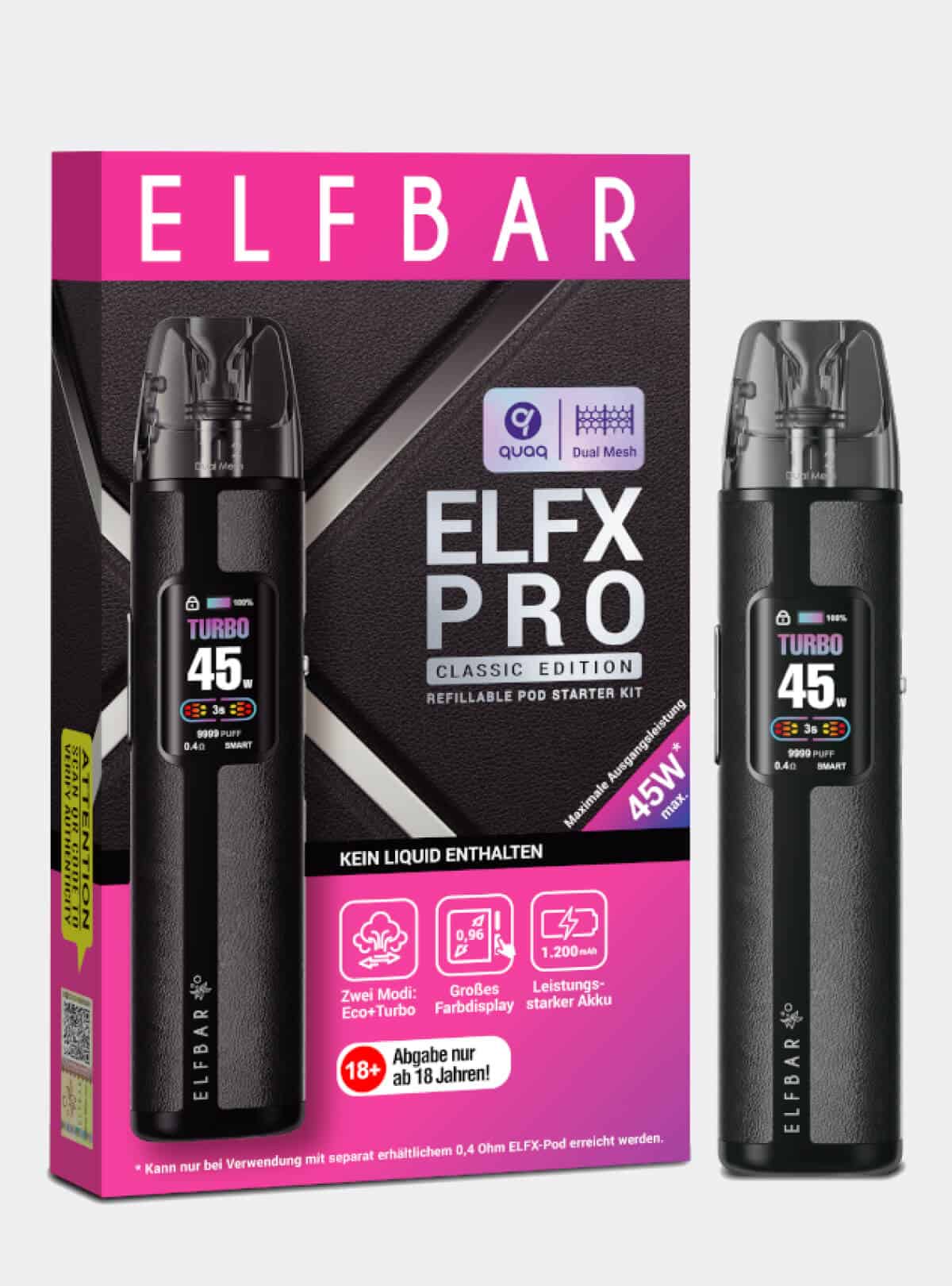 elfbar elfx pro kit | 1200mAh | 5 Farben | 27,99€ Elfbar MAX Set elfbar pro pods Colour:Aurora Black Heisenberg Eliquid by Vampire