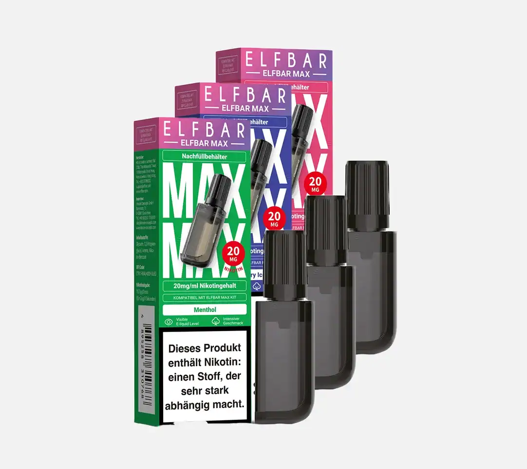 ELFBAR MAX Pods kaufen | 10ml Refill ab 7,99 € | Bis zu 6000 Züge