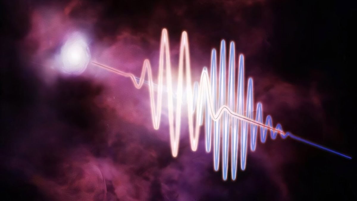 Artist's conception depicts a bright pulse of radio waves