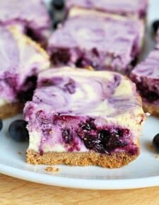 The Best Blueberry Swirl Cheesecake Bars 8