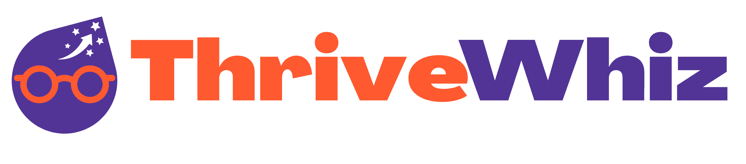 ThriveWhiz logo with glasses and stars.