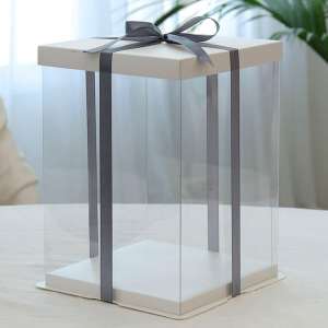 White Transparent Square Cake Box
