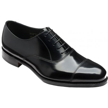 Loake Imperial in black polished leather, rubber sole, G fit