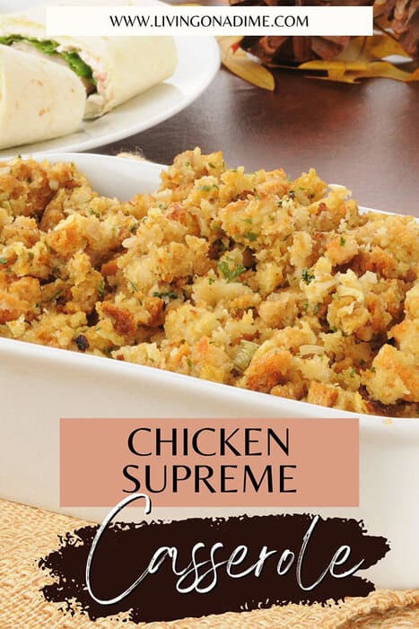 This easy chicken supreme casserole recipe is a super delicious casserole your family will love! It only takes 5 minutes to prepare and is perfect for families and get-togethers. It's a perfect way to use leftover chicken or turkey\!