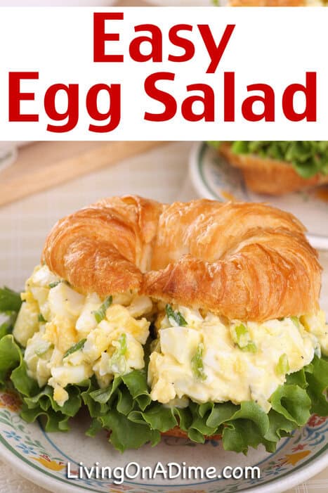 This easy egg salad recipe makes a tasty traditional egg salad you can throw together in 5 minutes. It's perfect for egg salad sandwiches and to top salads. You can make a week's worth and have an easy lunch all week! You'll also find a fancier version if you want something a little different\!