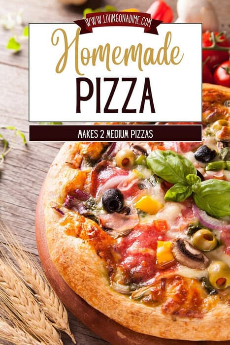 This easy homemade pizza recipe is easy to make using ingredients you already have at home! These instructions make it very easy! Youâll find everything you need to make delicious homemade pizzas, including a recipe for homemade pizza dough, along with lots of tasty topping options and other homemade pizza recipe variations youâre sure to love\!