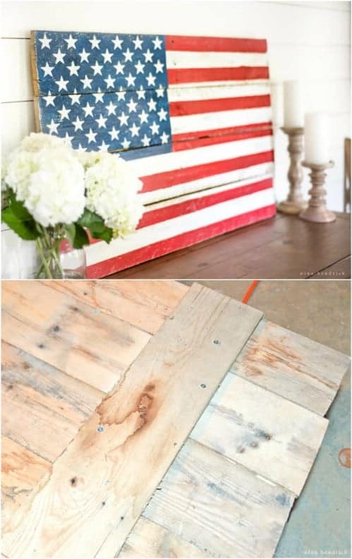 1. DIY Rustic Pallet American Flag Décor