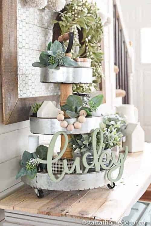 1. Lamb’s ear greenery tray
