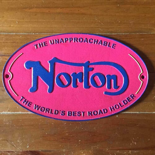 Norton Motorcycle Bike Cast Iron Sign