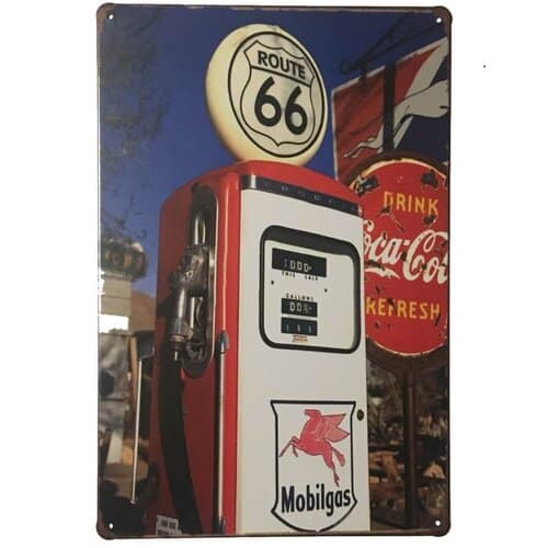 Coke Mobilgas Pump Tin Sign