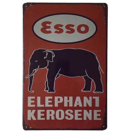 Esso Elephant Kerosene Tin Sign