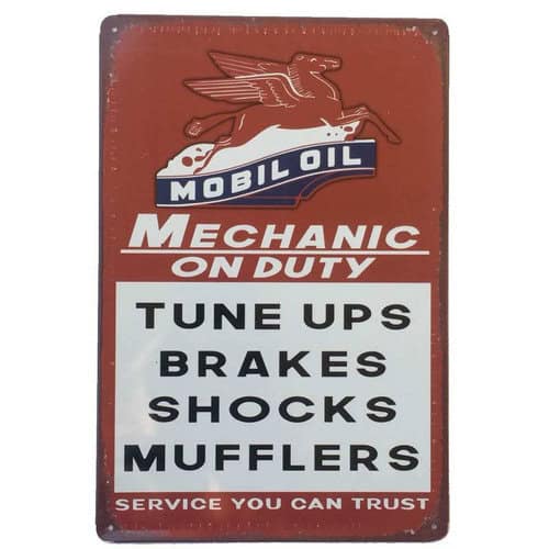 Mobiloil Mechanic on Duty Tin Sign