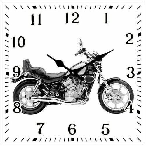 Victory Motorbike Square Glass Clock