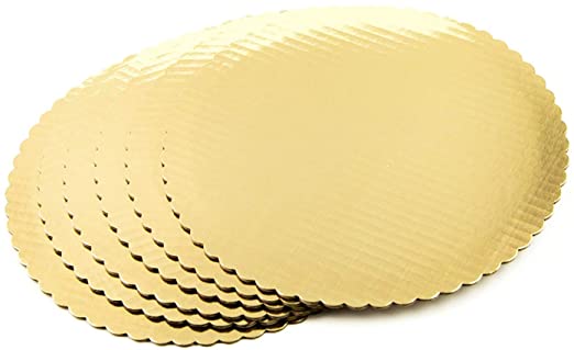 12" Gold Scalloped Edge Cake Board (Corrugated)