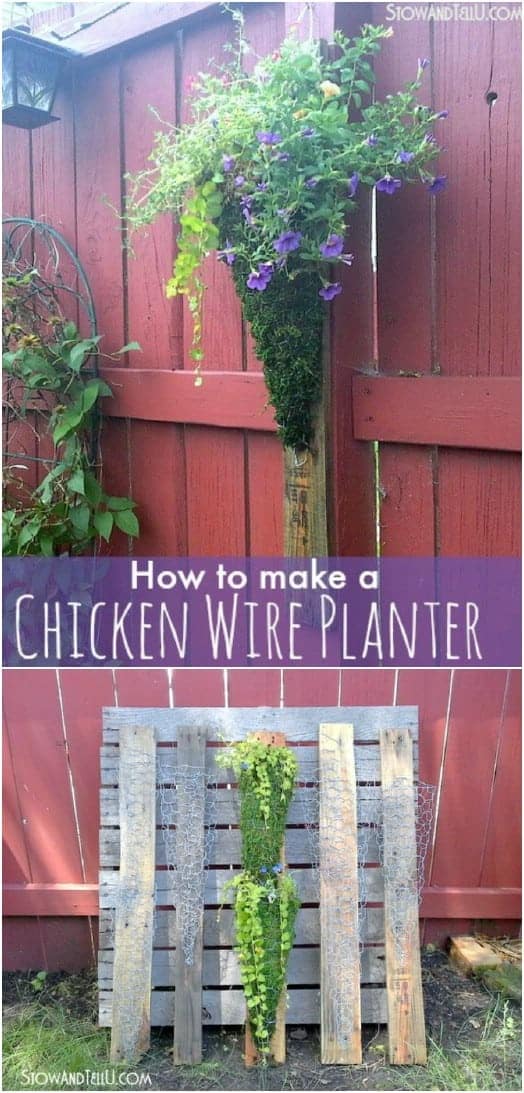 1. Repurposed Chicken Wire Planter