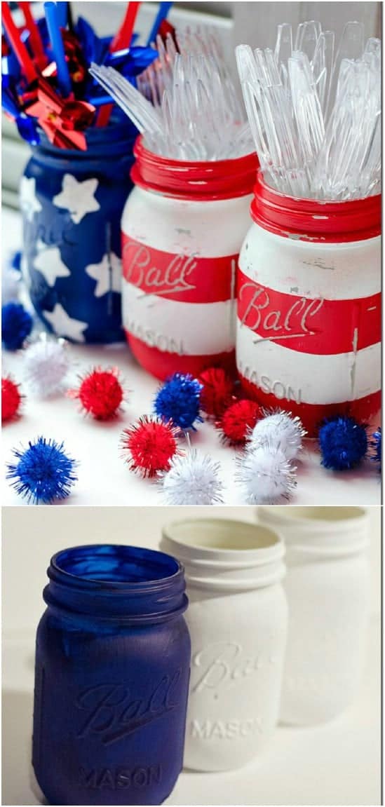 1. red, white & blue mason jars