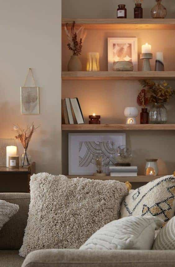 Create a warm and soothing interior with neutral and warm colors