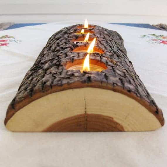 DIY tealight wood candle holder