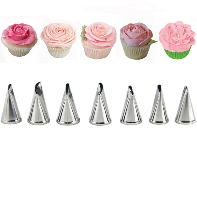 7 Piece Tulip Rose Piping Tips Set