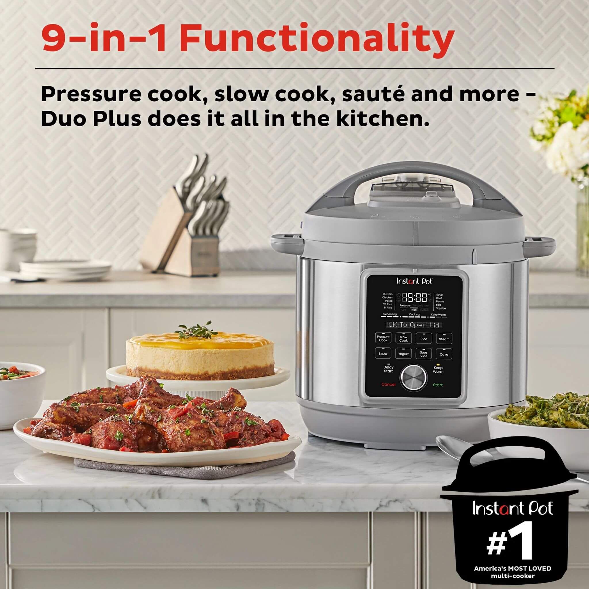 Instant Pot® Duo™ Plus daugiafunkcinė slėginė viryklė su tylaus garo išleidimo funkcija (5,7L) 9-in-1 - Image 2