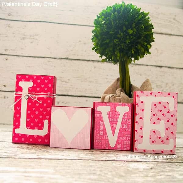1. DIY Valentine’s Decor – Wood Love Blocks