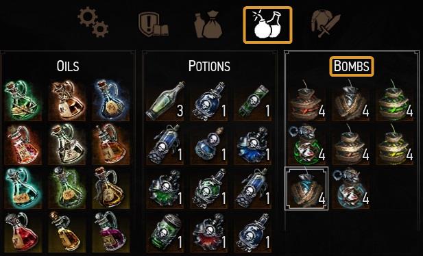 Witcher 3 폭탄 카탈로그 및 위치 가이드 - 인벤토리에서 폭탄이 표시되는 위치