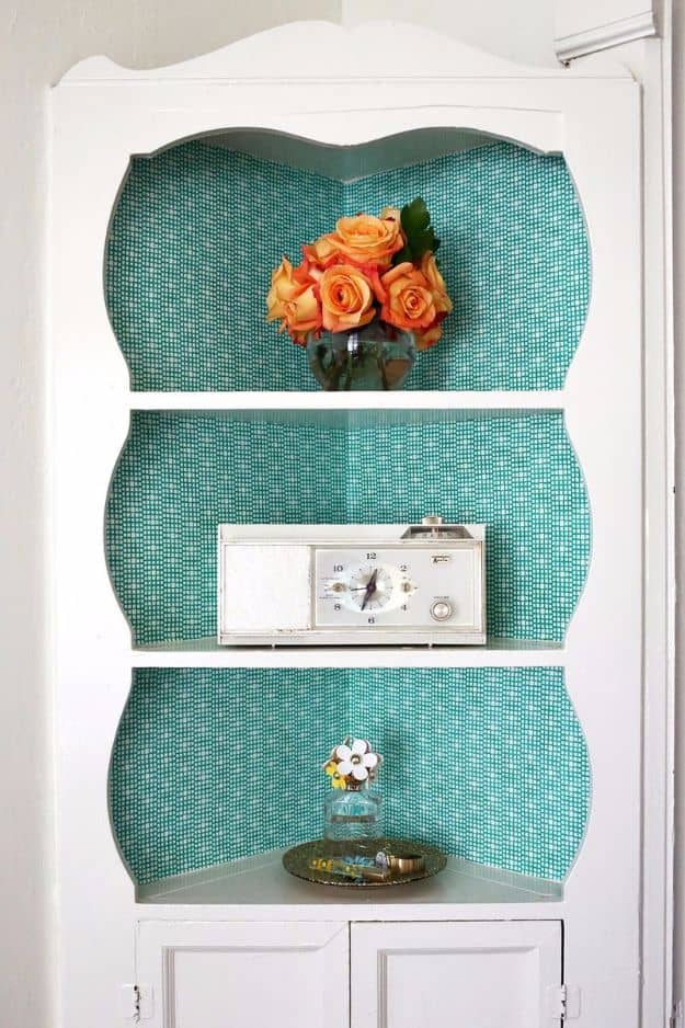1. Fabric Lined Built-In Shelves 1. Fabric Lined Built-In Shelves