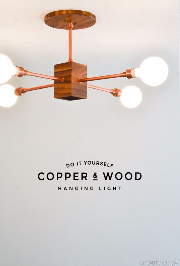 2. DIY Copper And Wood Hanging Light Fixture