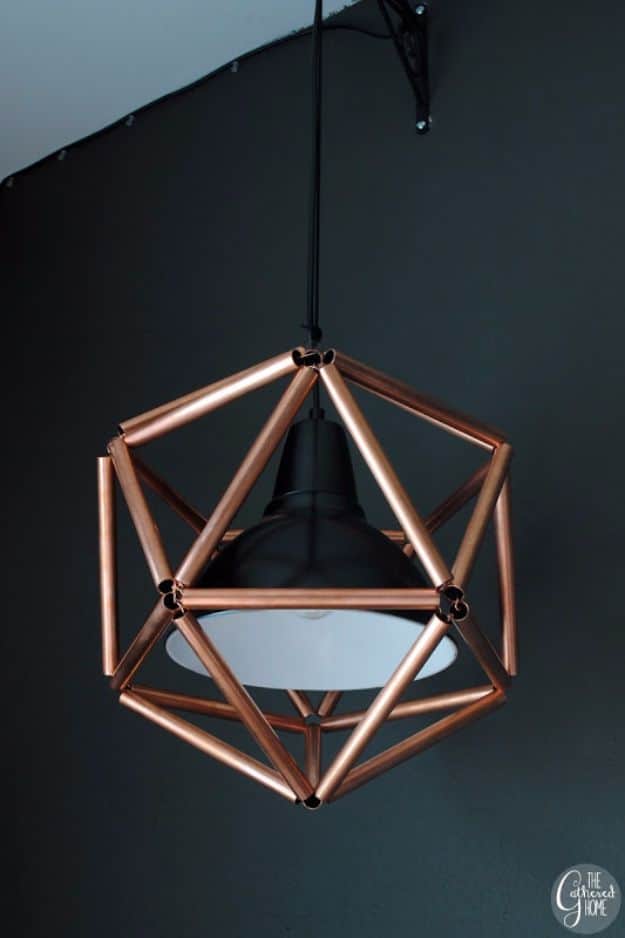 3. Geometric Copper Pendant Light – DIY Lighting