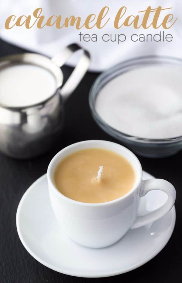 2. Caramel Latte Tea Cup Candle