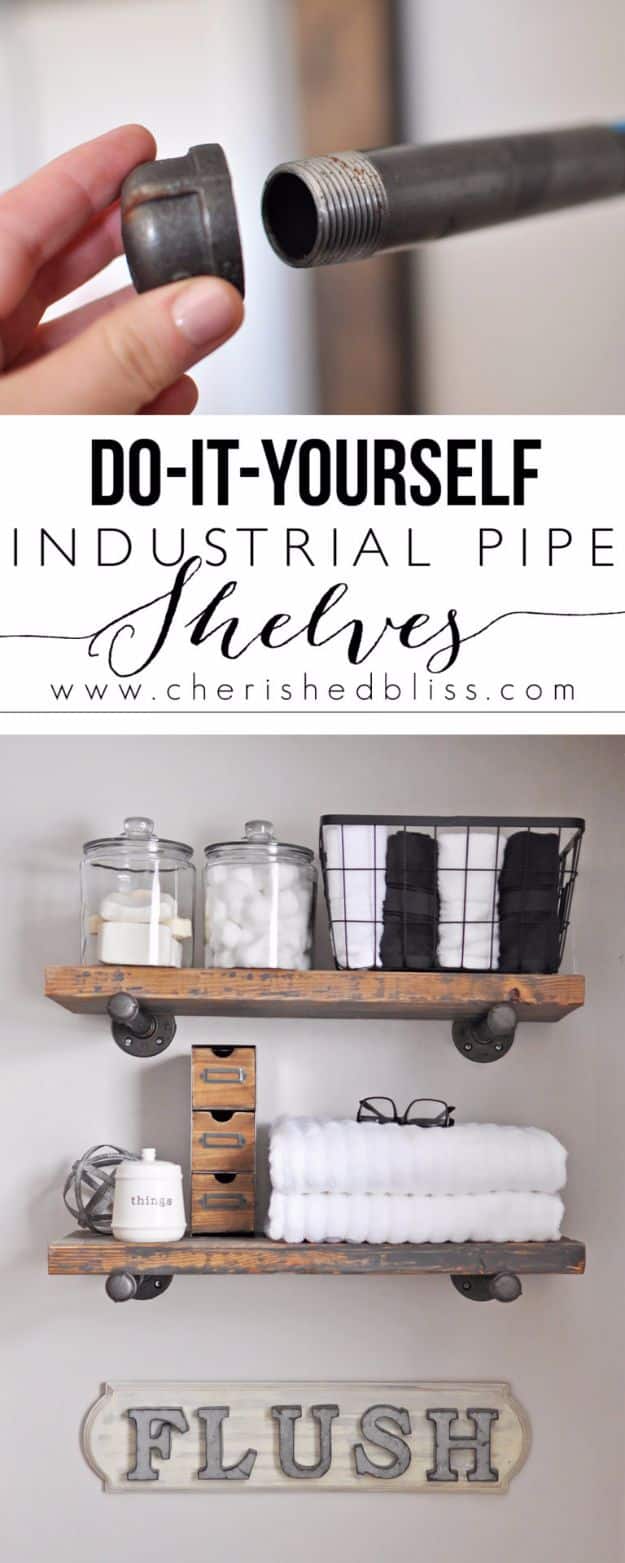 1. DIY Industrial Pipe Shelves