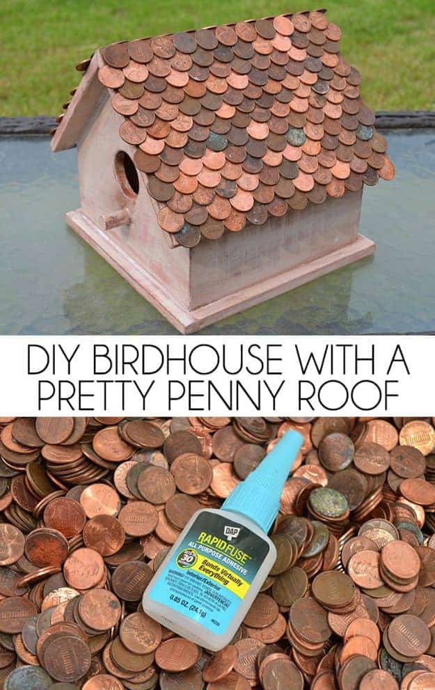 1. DIY Bird House With A Pretty Penny Roof