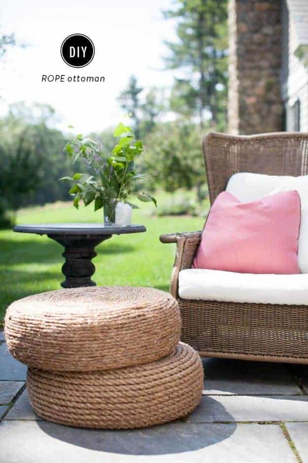 1. DIY Rope Ottomans
