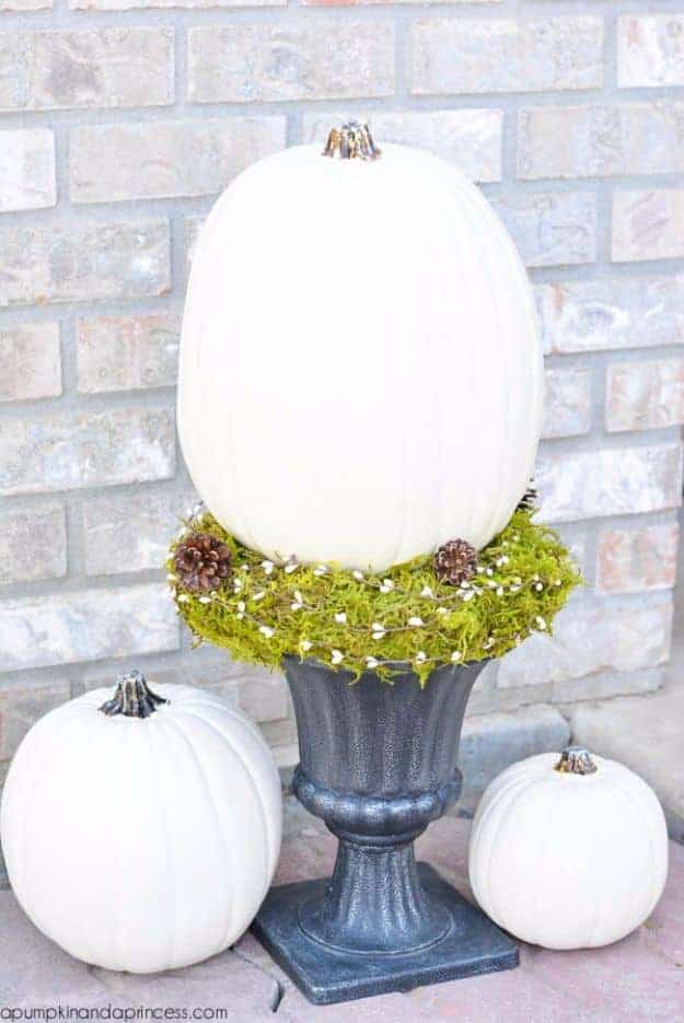 1. White Pumpkin Topiary