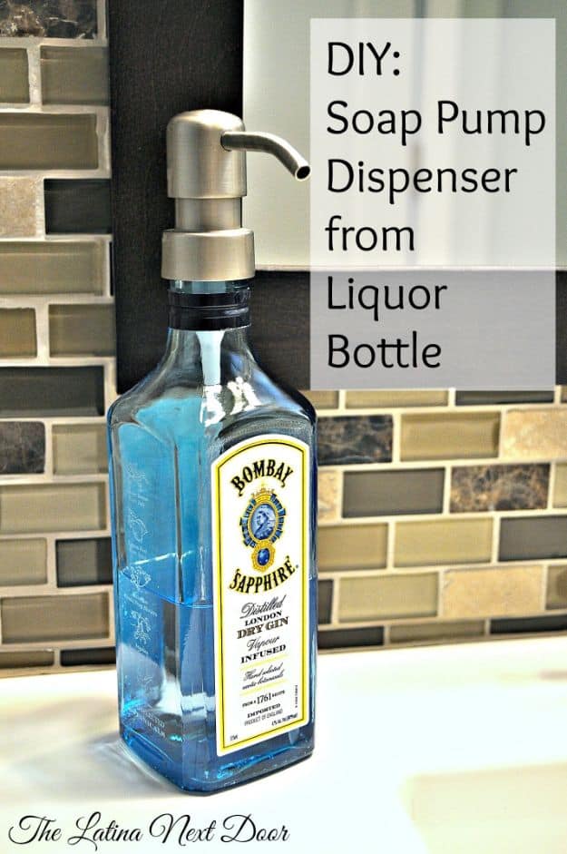 1. DIY Soap Dispenser From Liquor Bottle 1. DIY Soap Dispenser From Liquor Bottle