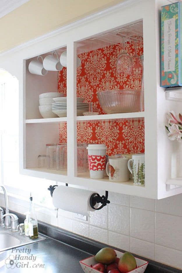 2. Fabric Backed Open Kitchen Cabinets 2. Fabric Backed Open Kitchen Cabinets