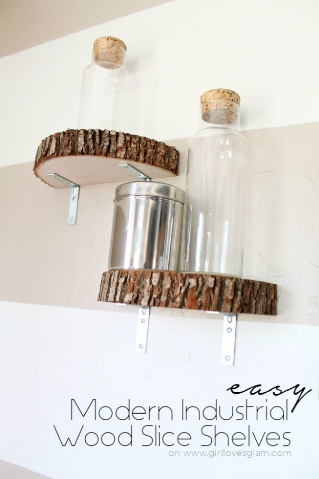 1. Modern Industrial Wood Slice Shelf 1. Modern Industrial Wood Slice Shelf