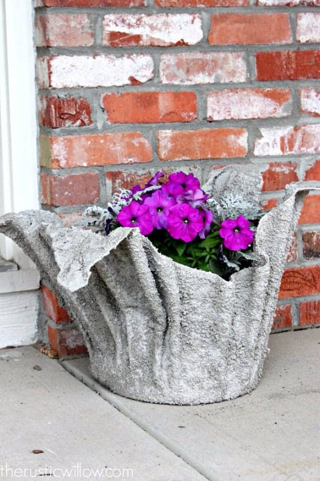 2. DIY Concrete Decor – Crazy Planter
