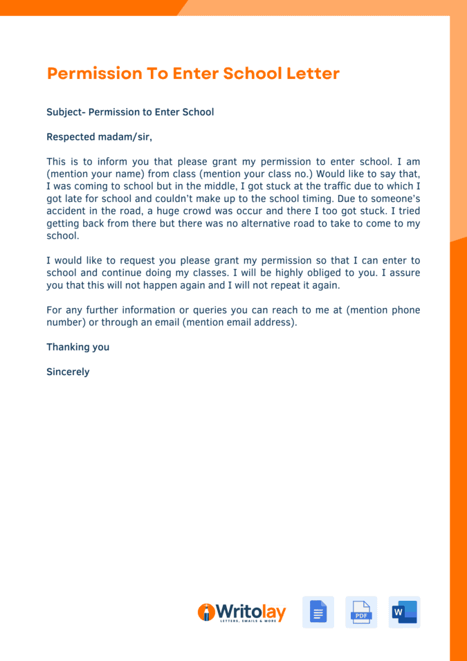 How To Write School Permission Letter
