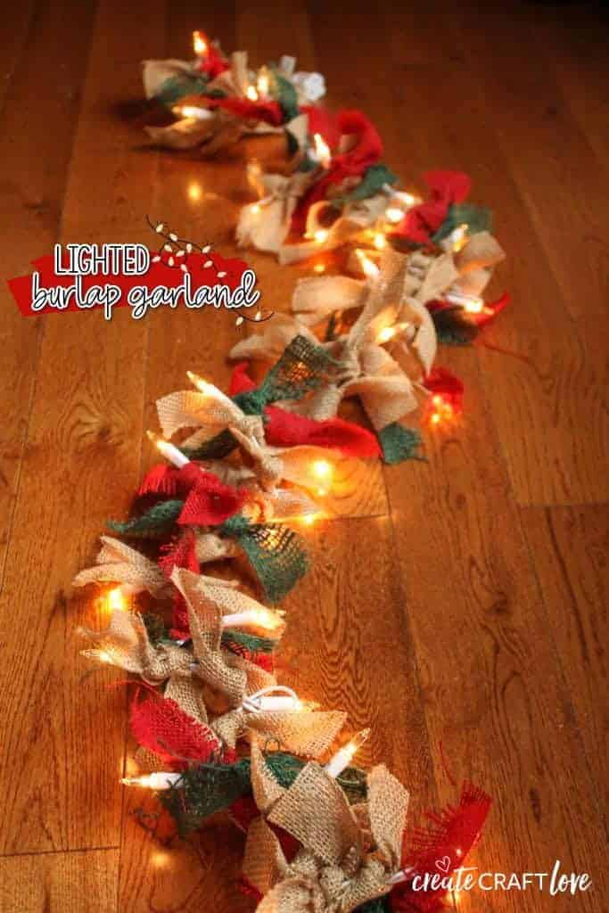 2. Denim and Burlap Lighted Garland