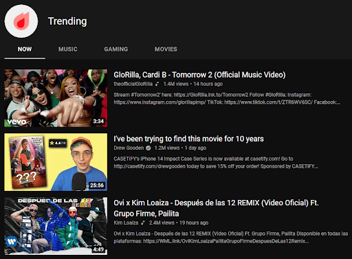 youtube trending