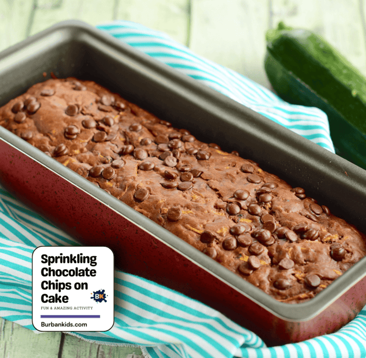 Sprinkling Chocolate Chips on Cake Activity