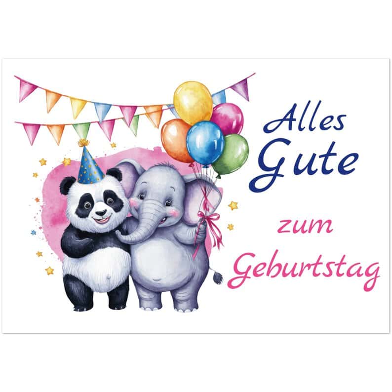 24 Süße Geburtstagskarten Mit Tieren – Naturpapier, Made In Germany