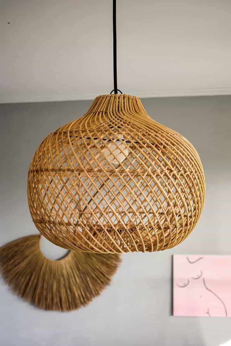 3. Balloon Shade Rattan Pendant Light