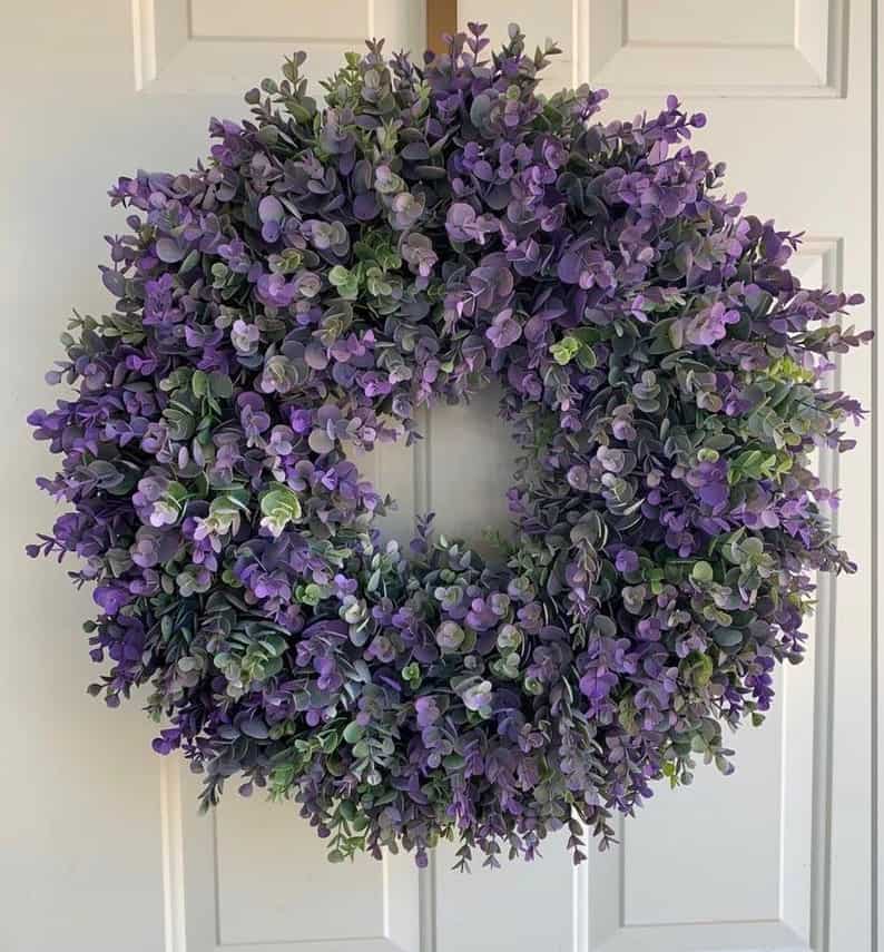 3. Artificial Lavender Eucalyptus Boxwood Wreath