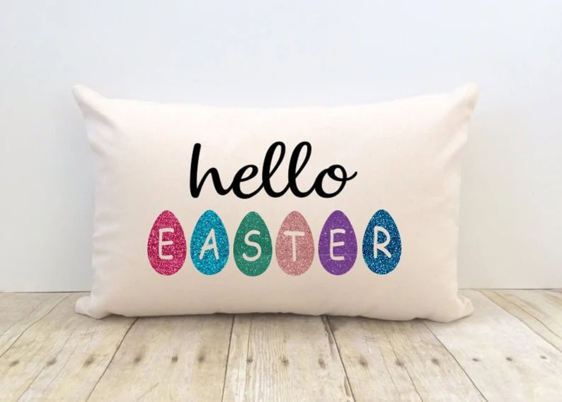 2. Hello Easter Egg Pillow Cover